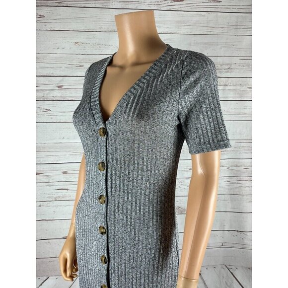 Gray Button-Front Midi Dress NEW Size Small (4) - Picture 7 of 10